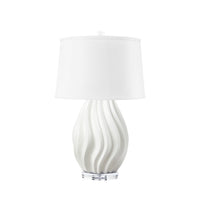 Villa & House Tulum Lamp with Shade 17-inch White Linen, with Gold, Ivory Frost