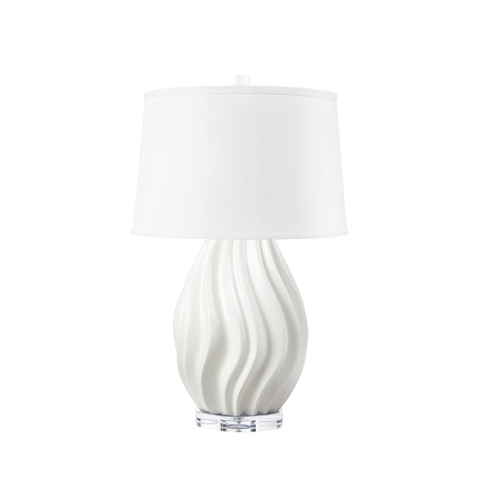 Villa & House Tulum Lamp with Shade 17-inch White Linen, with Gold, Ivory Frost