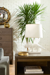 Villa & House Titus Lamp with Shade 14-inch White Linen, with Nickel, Plaster White