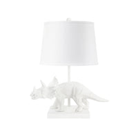 Villa & House Titus Lamp with Shade 14-inch White Linen, with Nickel, Plaster White