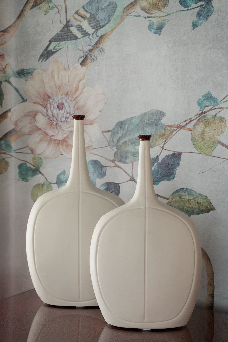 Villa & House Vence Tall Vase, Blanc de Chine and Dark Amber