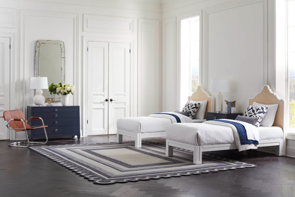Villa & House Victoria Twin Headboard With Ryder Bed Frame, Natural Twill, Vanilla