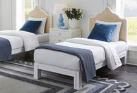 Villa & House Victoria Twin Headboard With Ryder Bed Frame, Natural Twill, Vanilla
