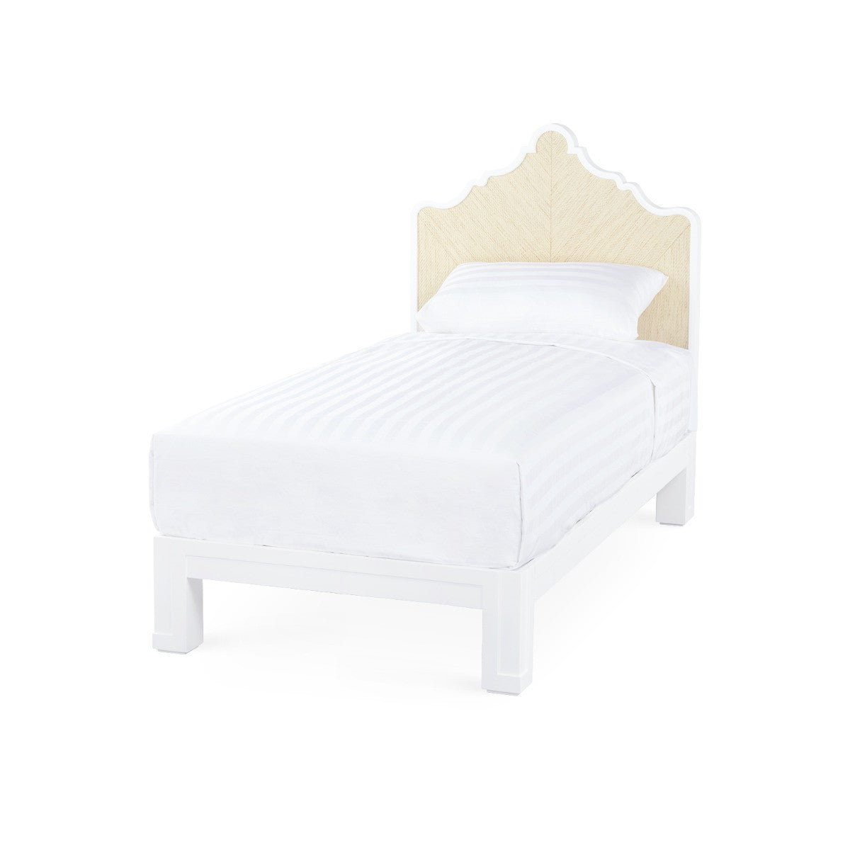 Villa & House Victoria Twin Headboard With Ryder Bed Frame, Natural Twill, Vanilla