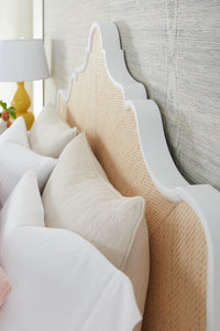 Villa & House Victoria Queen Headboard With Ryder Bed Frame, Natural Twill, Vanilla