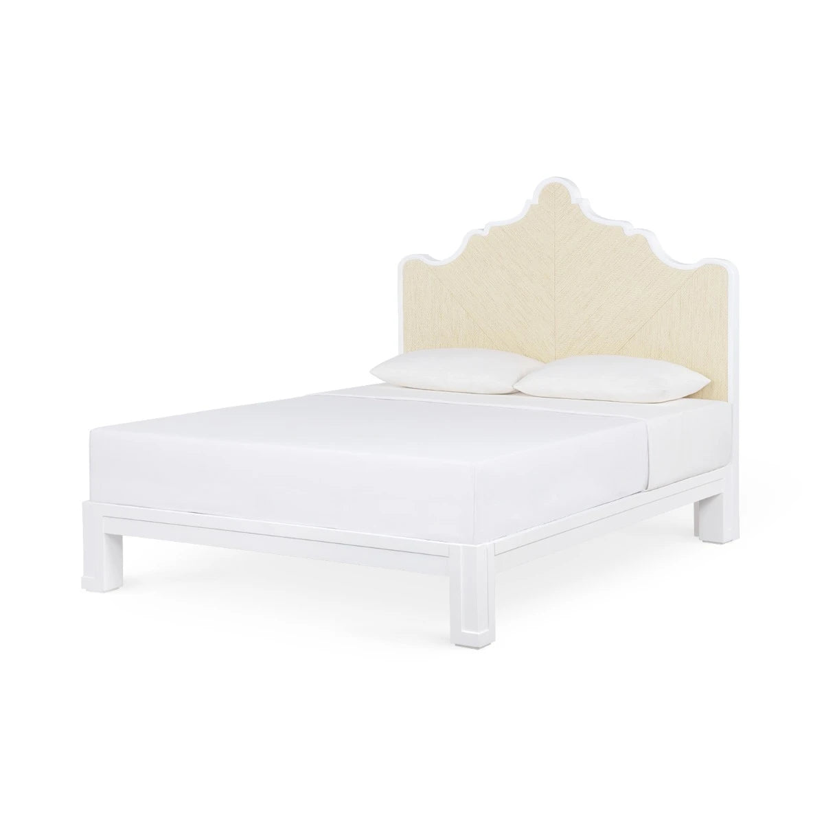 Villa & House Victoria Queen Headboard With Ryder Bed Frame, Natural Twill, Vanilla