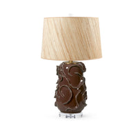 Villa & House Vinework Lamp with Shade 17-inch Papyrus, with Gold, Oxblood Cocoa
