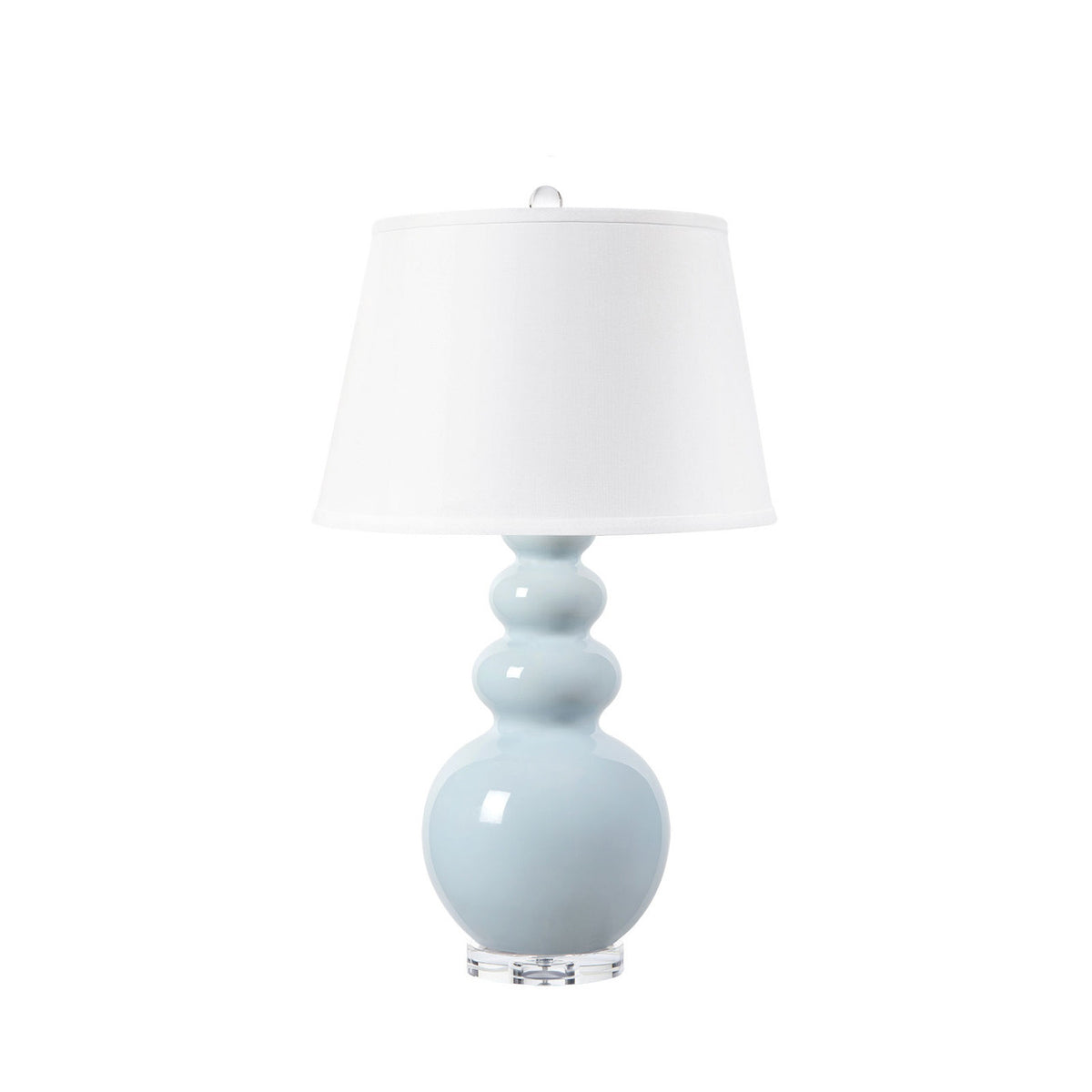 Villa & House Virginia Lamp with Shade 16-inch White Linen, with Nickel, Glacial Mist