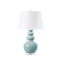 Villa & House Virginia Lamp with Shade 16-inch White Linen, with Nickel, Cloud Blue