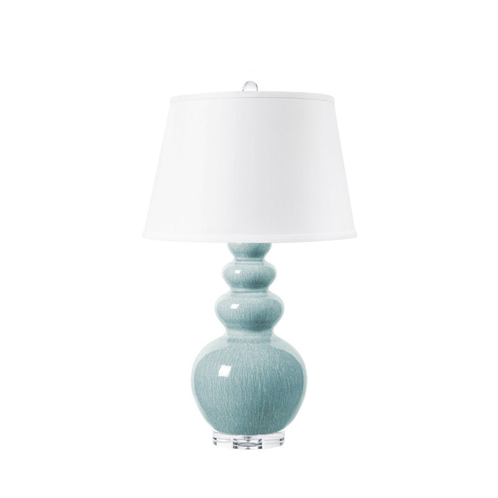 Villa & House Virginia Lamp with Shade 16-inch White Linen, with Nickel, Cloud Blue
