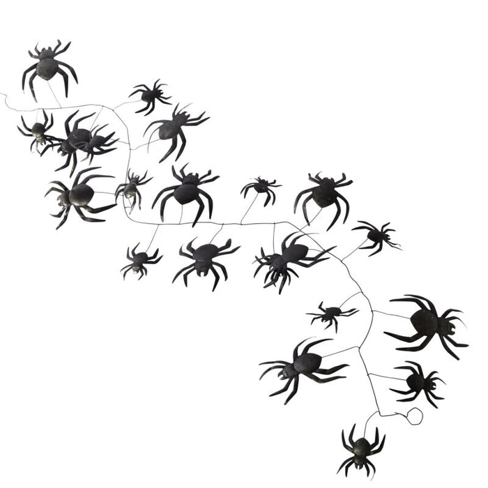 Black spider illustrations on a white background