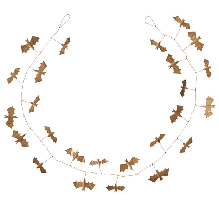 Decorative string with bat shapes on a white background