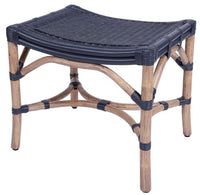 Design Shop Winston Rattan Stool, Navy and Antique Natural, 21.25"W