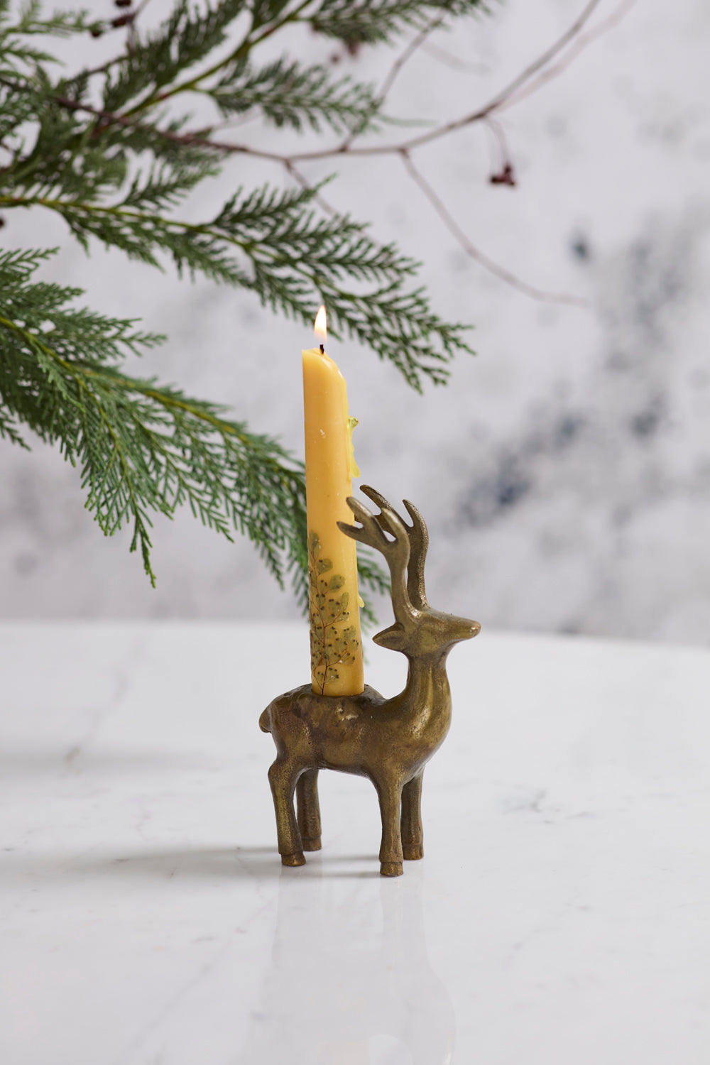 Design Shop Winter Deer Candleholder 4"x 2"x 6.5", Set of 2