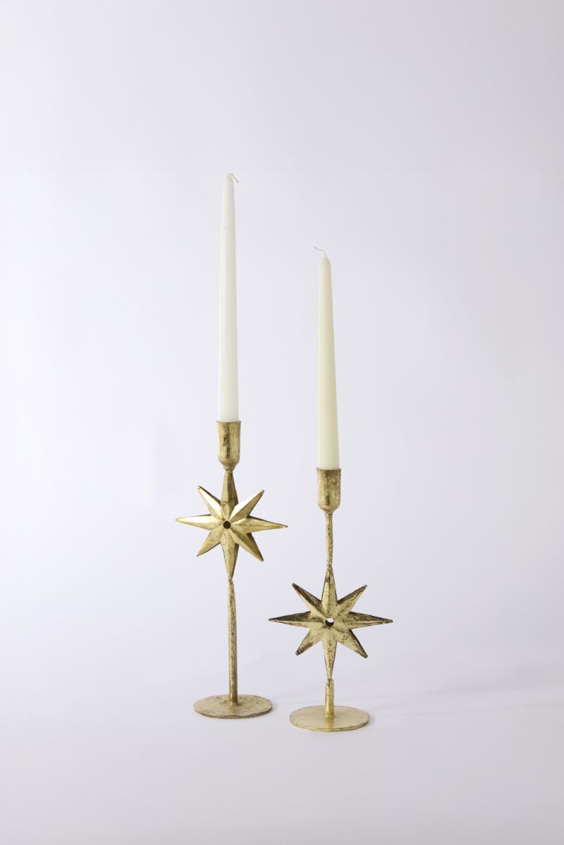 Design Shop Winter Solstice Candleholder 5.5"x 3.5"x 13", Set of 2