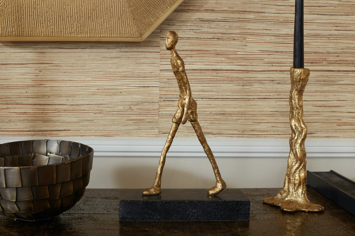 Villa & House Walking Man Statue, Gold Leaf