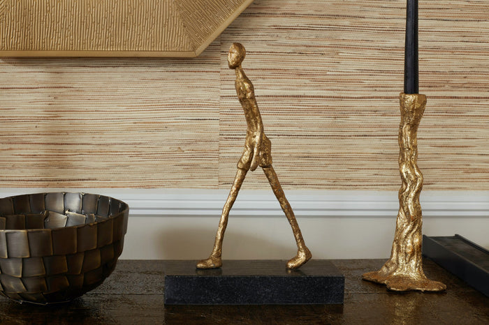 Villa & House Walking Man Statue, Gold Leaf