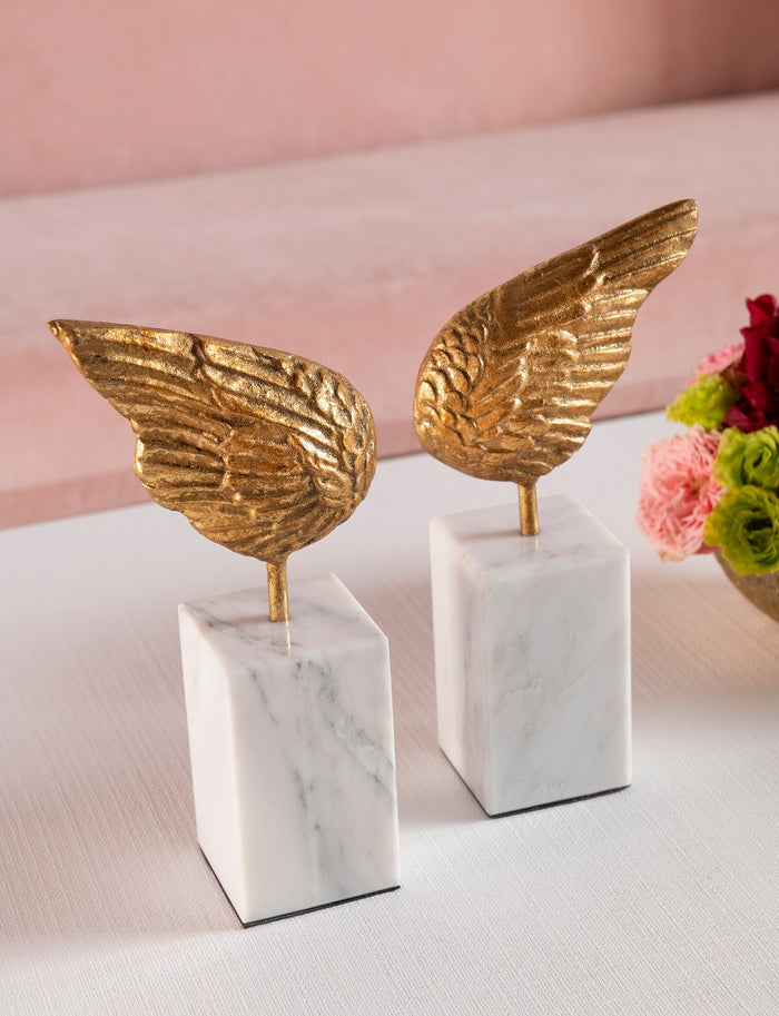 Villa & House Wings Statue (Pair), Gold Leaf