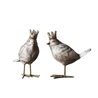 Design Shop Resin Bird with Crown Figurine, Set of 2.