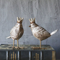 Design Shop Resin Bird with Crown Figurine, Set of 2.