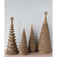 Design Shop 8-1/2" Round x 24"H Hand-Woven Buri Palm Cone Tree w/ Wood Bead, Natural