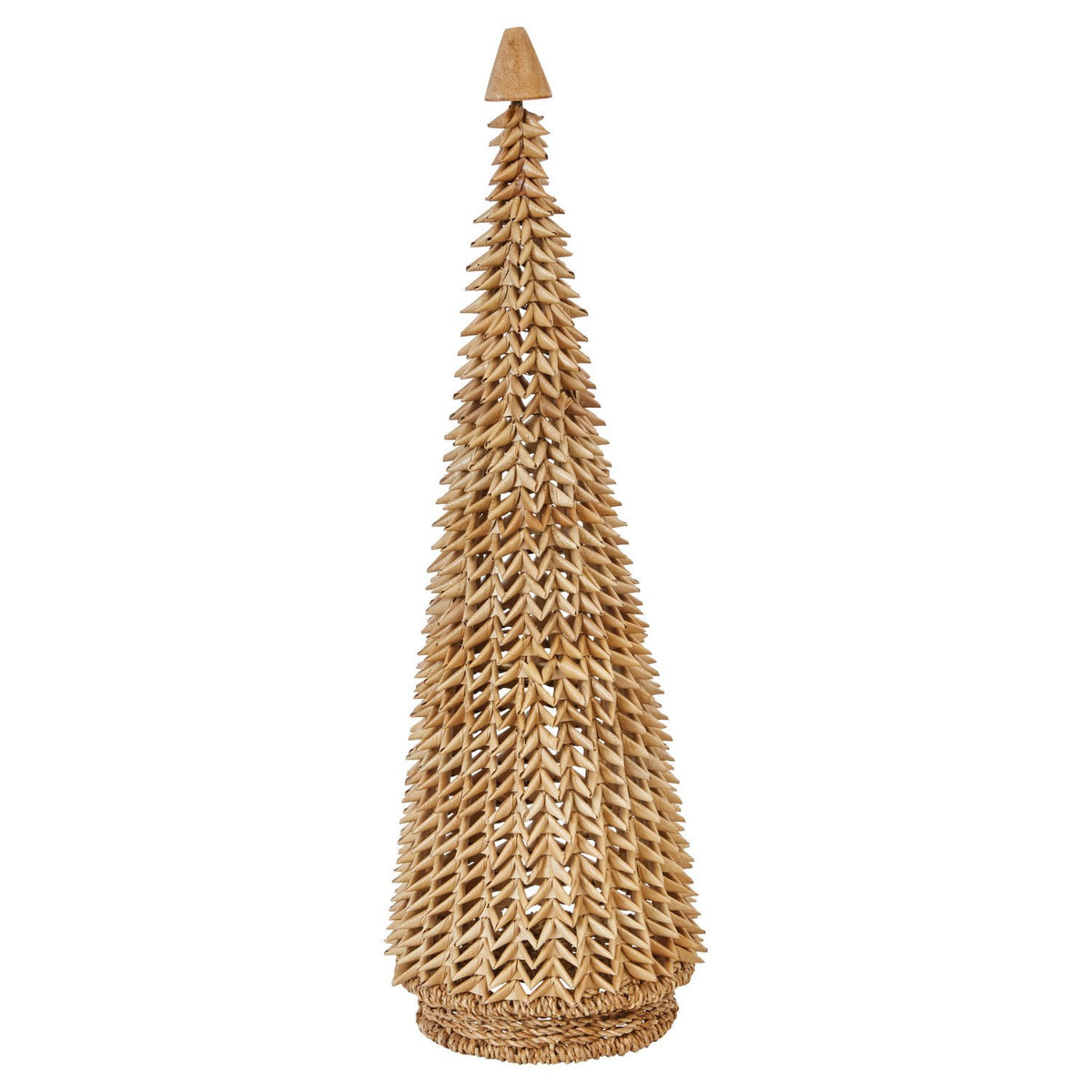 Design Shop 8-1/2" Round x 24"H Hand-Woven Buri Palm Cone Tree w/ Wood Bead, Natural