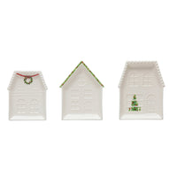 Design Shop Embossed Stoneware House Plate, Set of 3
