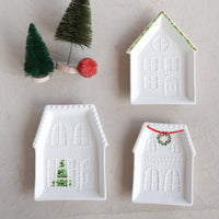 Design Shop Embossed Stoneware House Plate, Set of 3