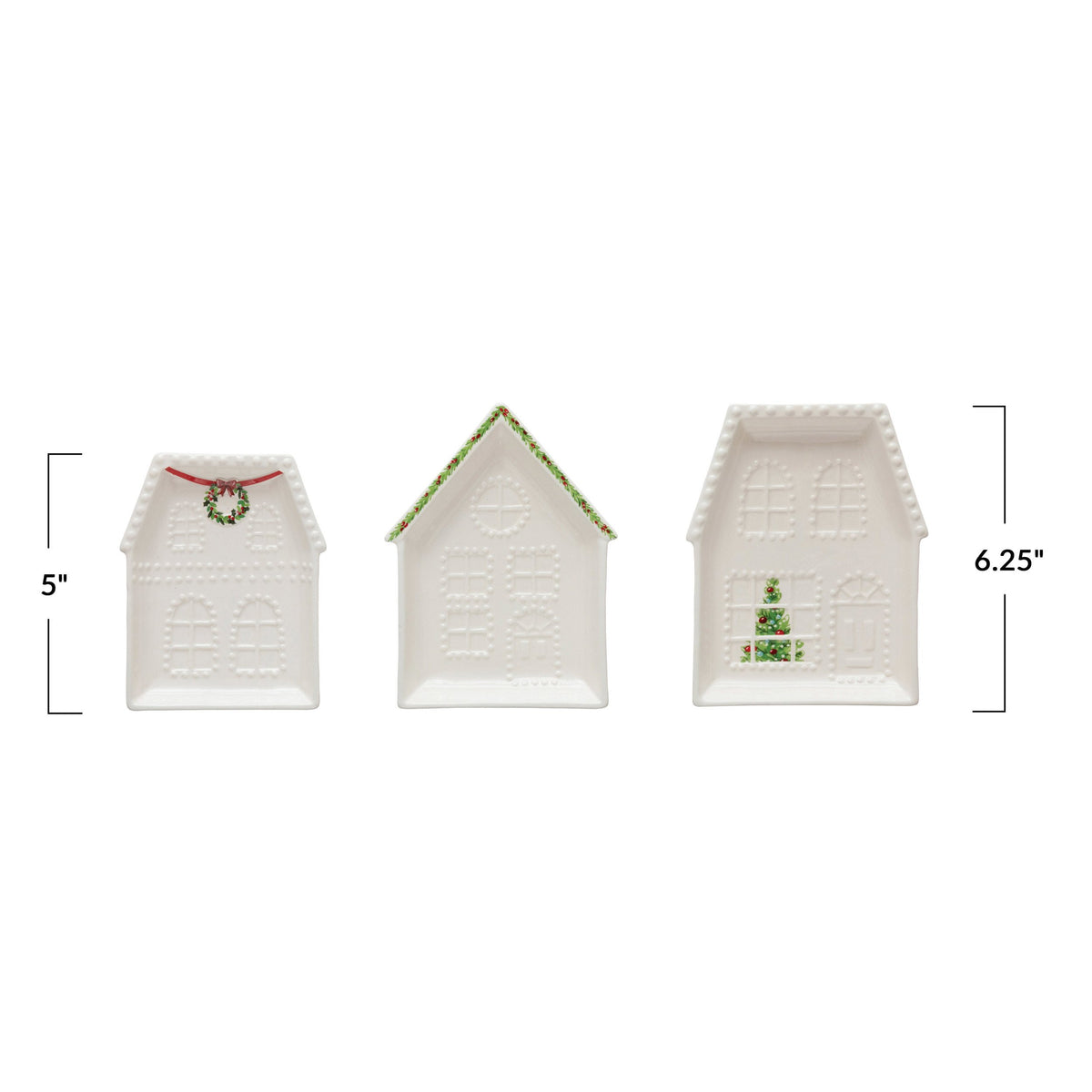 Design Shop Embossed Stoneware House Plate, Set of 3