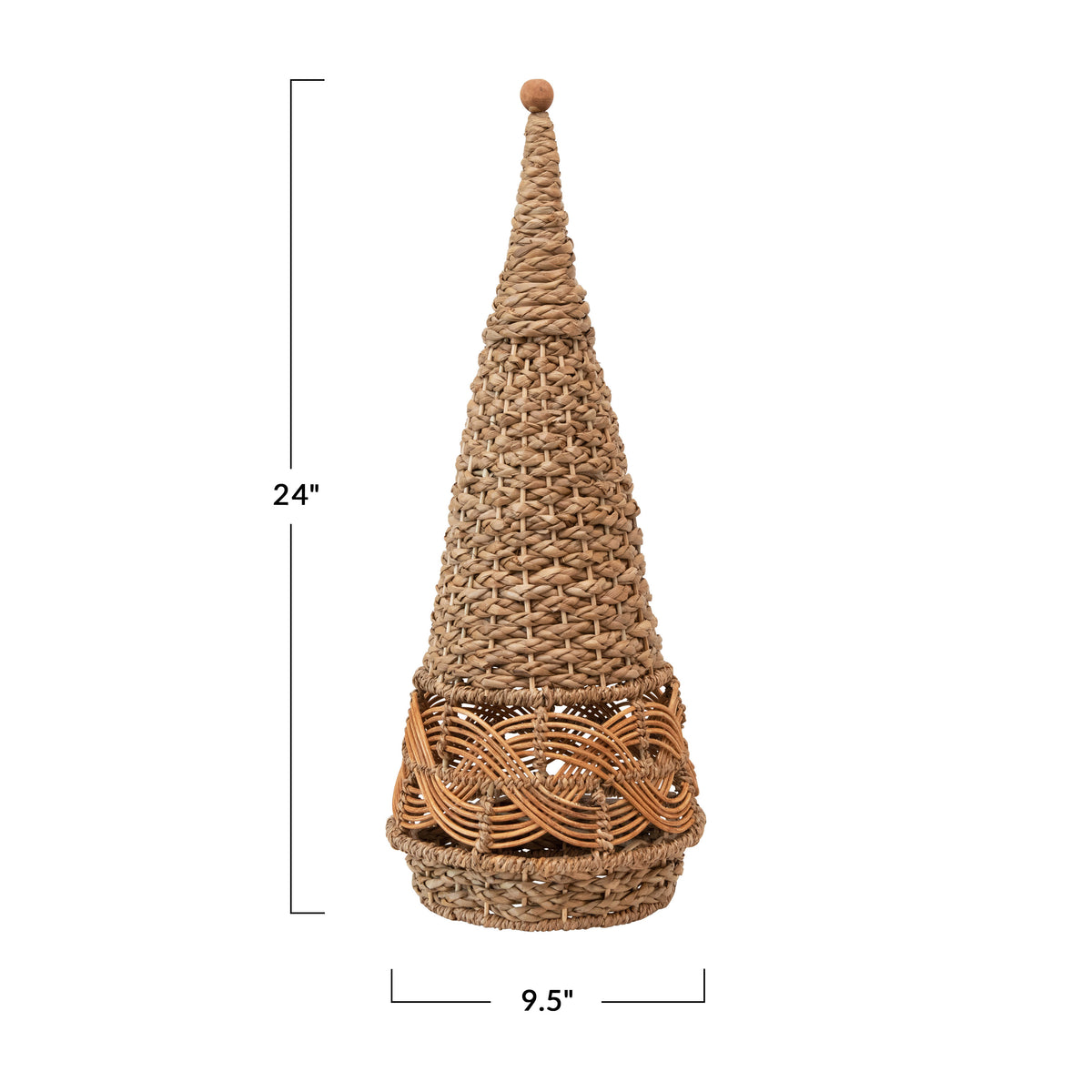 Design Shop Hand-Woven Wicker Cone Tree w/ Wood Bead, Natural