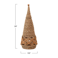 Design Shop Hand-Woven Wicker Cone Tree w/ Wood Bead, Natural