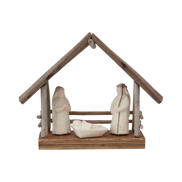Design Shop Handmade Driftwood and Paper Mache Nativity, 8.5"W