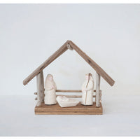 Design Shop Handmade Driftwood and Paper Mache Nativity, 8.5"W