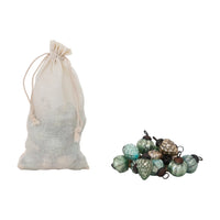 Design Shop Embossed Mercury Glass Ornaments in Muslin Bag, Set of 36