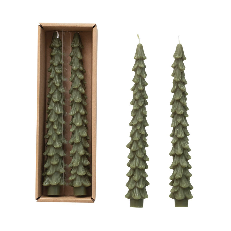 Design Shop Unscented Tree Shaped Taper Candles, Set of 2