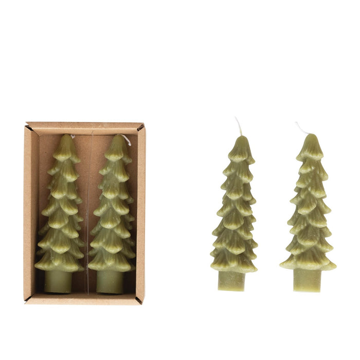 Design Shop Unscented Tree Shaped Taper Candles, Set of 2