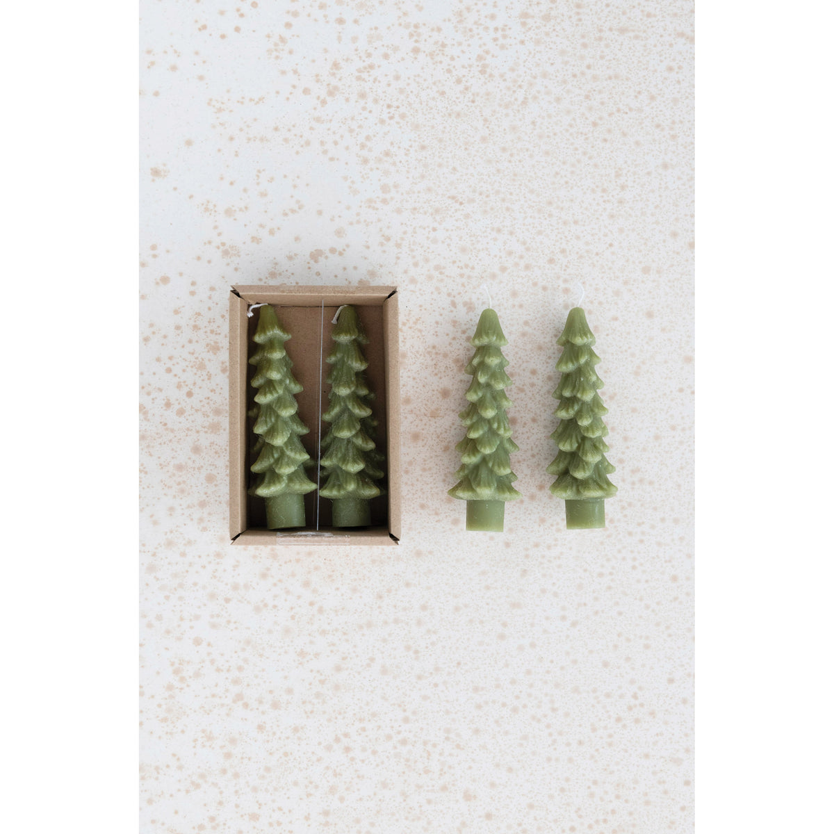 Design Shop Unscented Tree Shaped Taper Candles, Set of 2