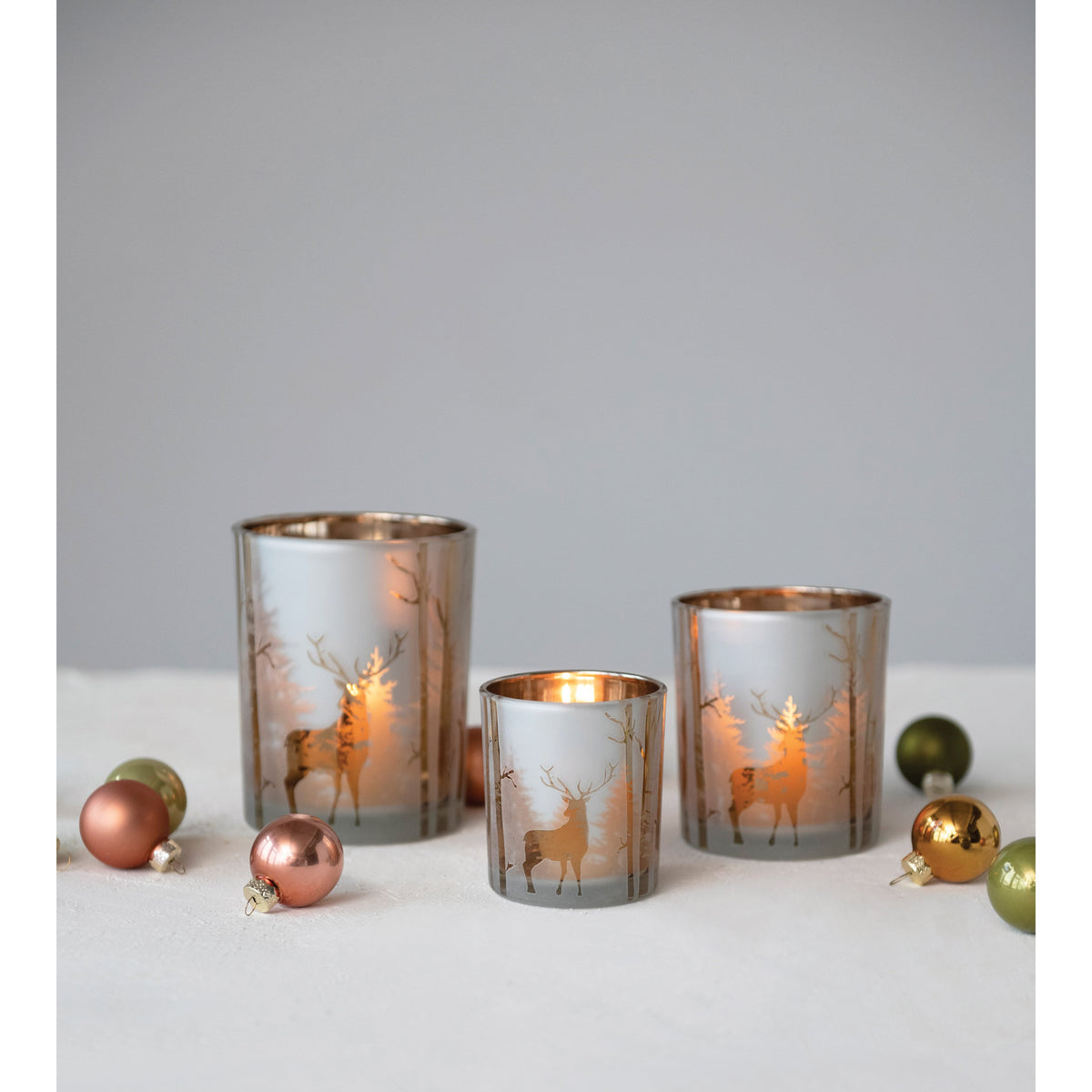 Design Shop Mercury Glass Candle Holder with Laser Etched Scene