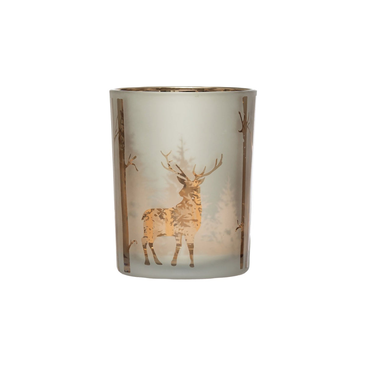 Design Shop Mercury Glass Candle Holder with Laser Etched Scene