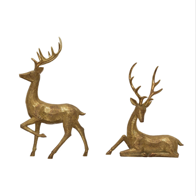 Design Shop Resin Deer, Gold Finish, Set of 2.