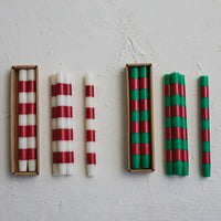 Design Shop Striped Unscented Taper Candles, 10"H, Set of 2