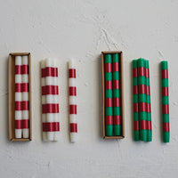 Design Shop 10"H Unscented Taper Candles w/ Stripes in Box, Set of 2