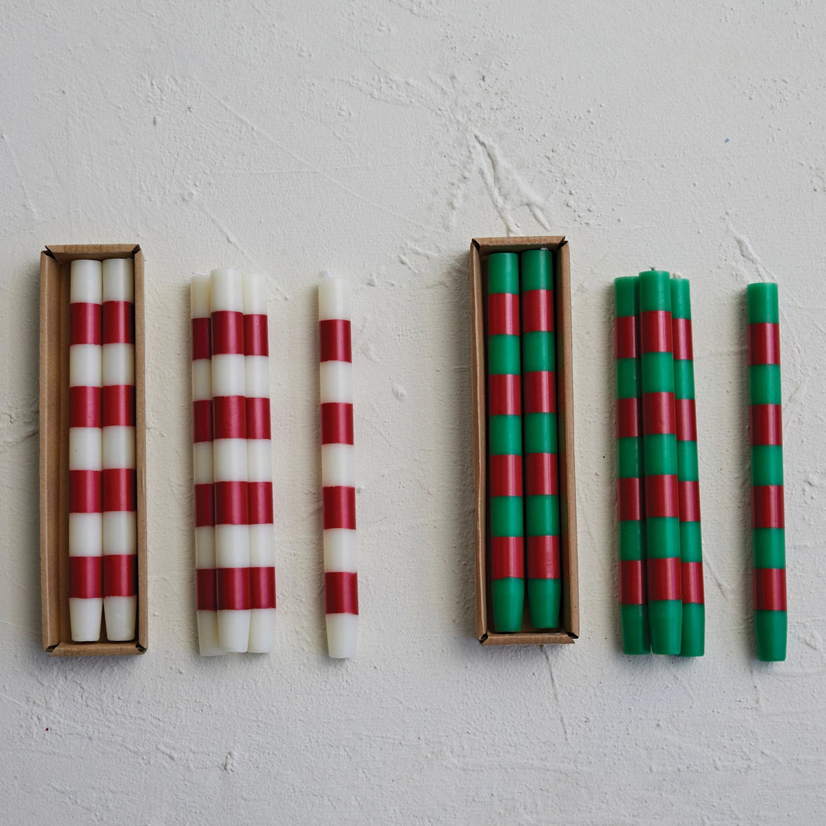 Design Shop 10"H Unscented Taper Candles w/ Stripes in Box, Set of 2