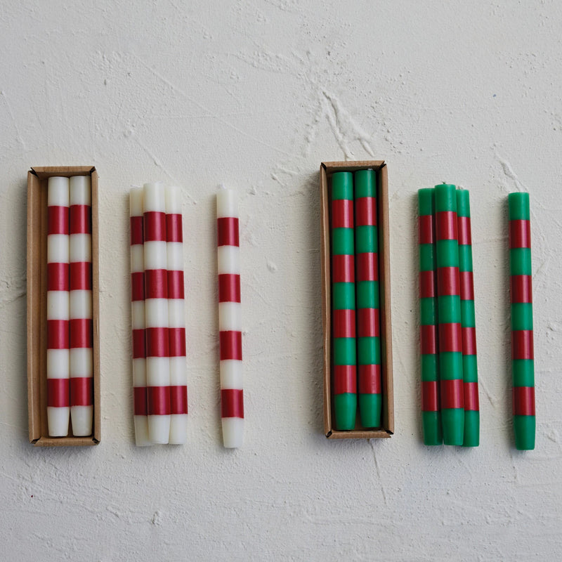 Design Shop 10"H Unscented Taper Candles w/ Stripes in Box, Set of 2