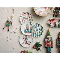 Design Shop 6" Round Stoneware Plate w/ Holiday Pattern/Image, Multi Color, Set of 4.