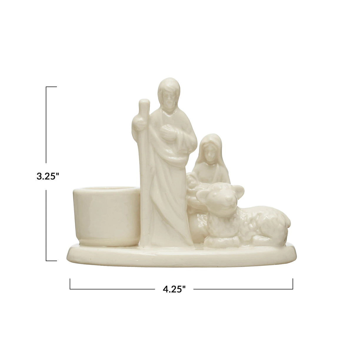 Design Shop 4-1/4"L x 2-1/4"W x 3-1/4"H Stoneware Nativity Taper Holder, White