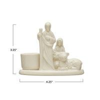 Design Shop 4-1/4"L x 2-1/4"W x 3-1/4"H Stoneware Nativity Taper Holder, White