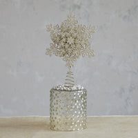 Design Shop Plastic & Metal Snowflake Tree Topper w/ Glitter, Champagne Finish