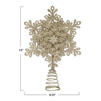 Design Shop Plastic & Metal Snowflake Tree Topper w/ Glitter, Champagne Finish