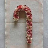 Design Shop 10"H Sisal Bottle Brush Candy Cane w/ Beads, Red & Cream Color